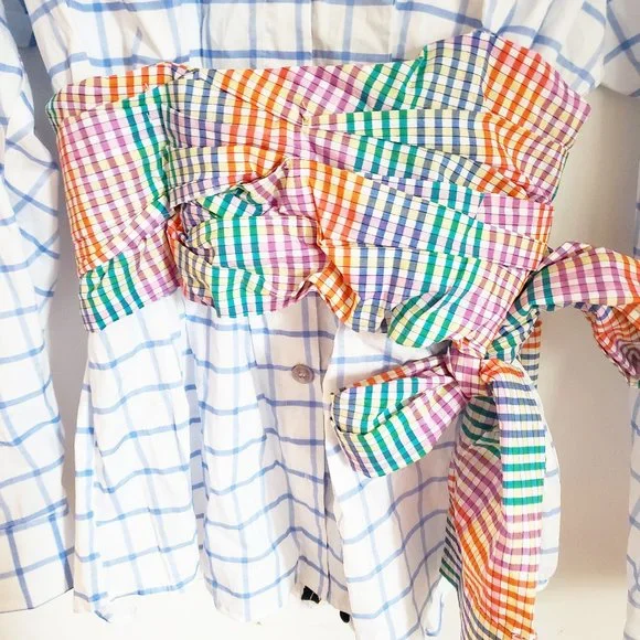 Natasha Zinko Blouse Check Print Corset Wrap Blouse - Picture 7 of 15